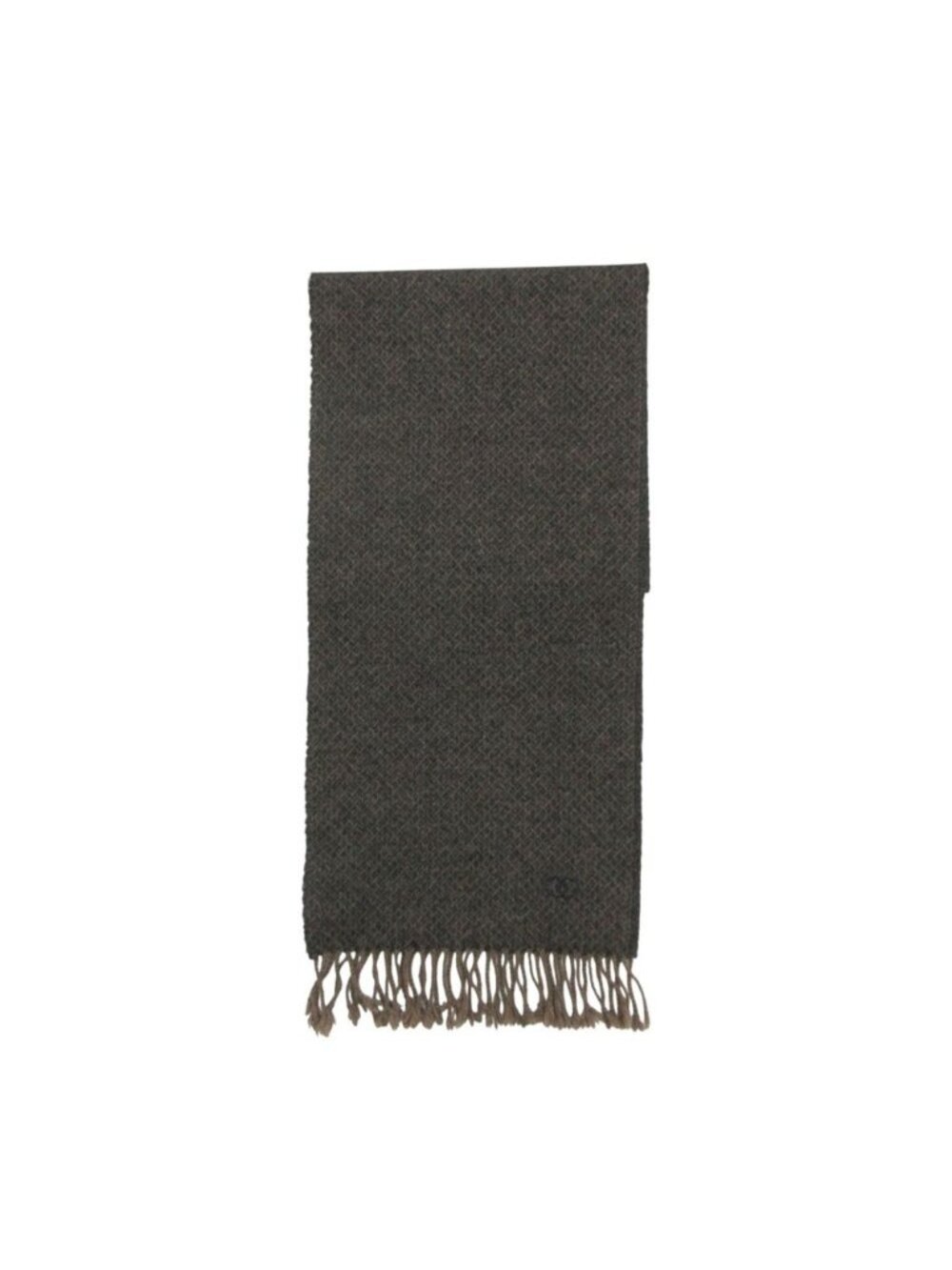 Chanel Scarf Shawl Fringe Glitter Cashmere Blend Accent Logo Embroidery CC
